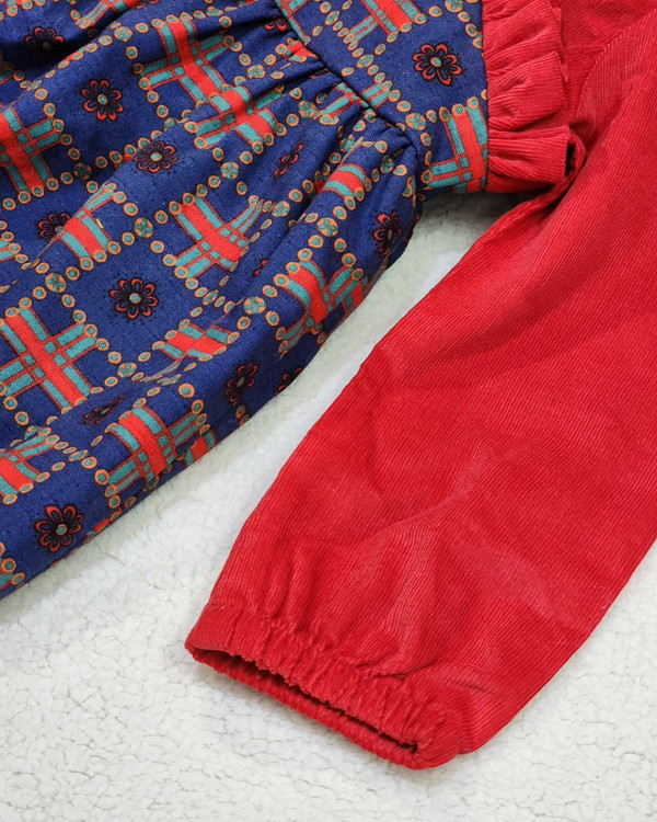 پیراهن بچگانه مخمل آستردار