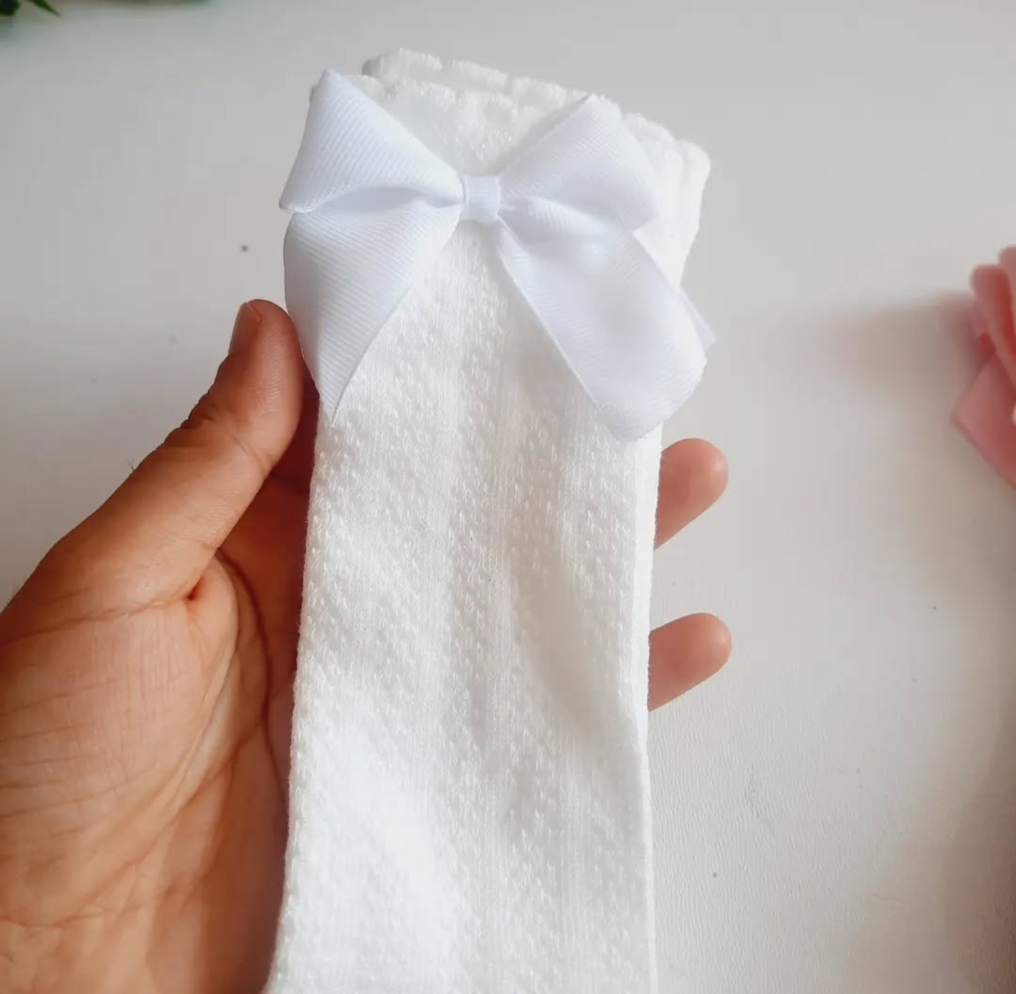 جوراب سفید گندمی نوزادی