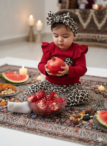 بادی شلوار هدبند کرمی پلنگی بچگانه