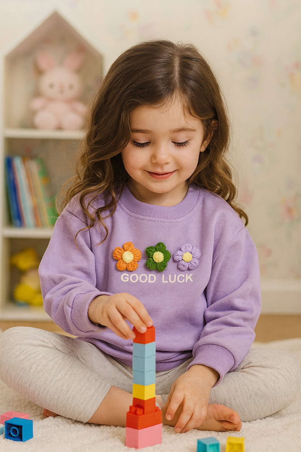 بلوز دورس دخترانه سه گل برجسته بچگانه 1181