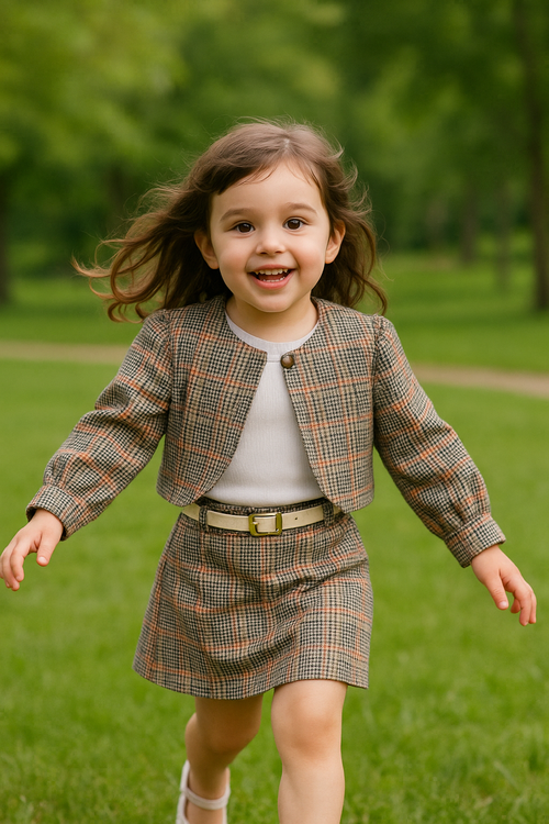 تنخور کت دامن تاپ کمربند مجلسی دخترانه بچگانه