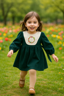 پیراهن دخترانه سایز ۴۵ یقه گلدوزی شده