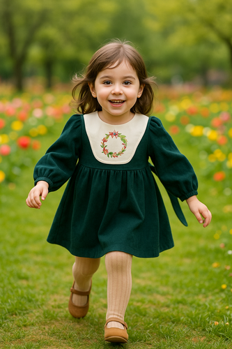 پیراهن دخترانه سایز ۴۵ یقه گلدوزی شده