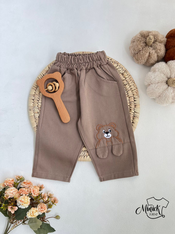 شلوار کتان نوزادی گلدوزی شده