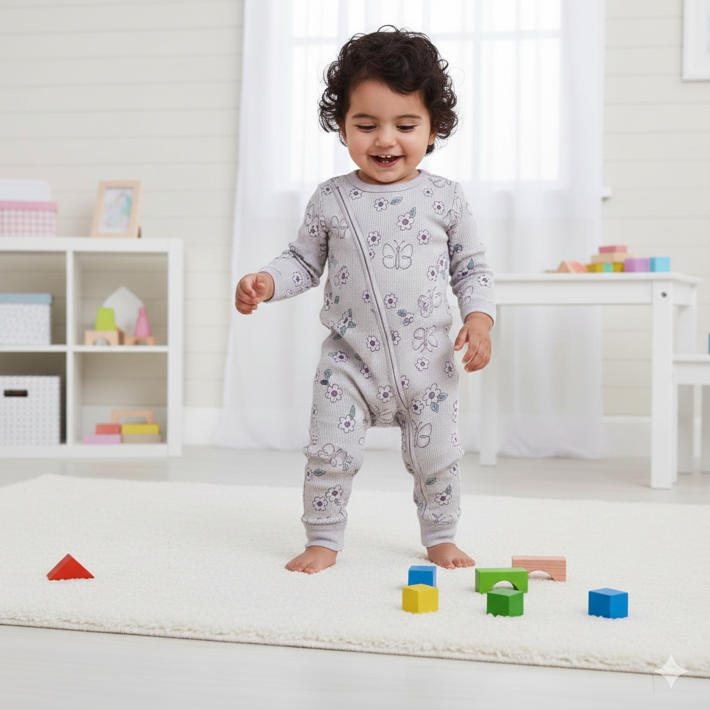 سرهمی نوزادی وارداتی برند اسپروت طرح گل و پروانه کد ۱۲۱۵