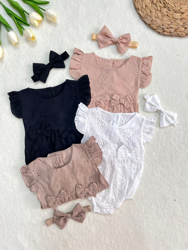 ست بادی هدبند خامه دوزی دخترانه